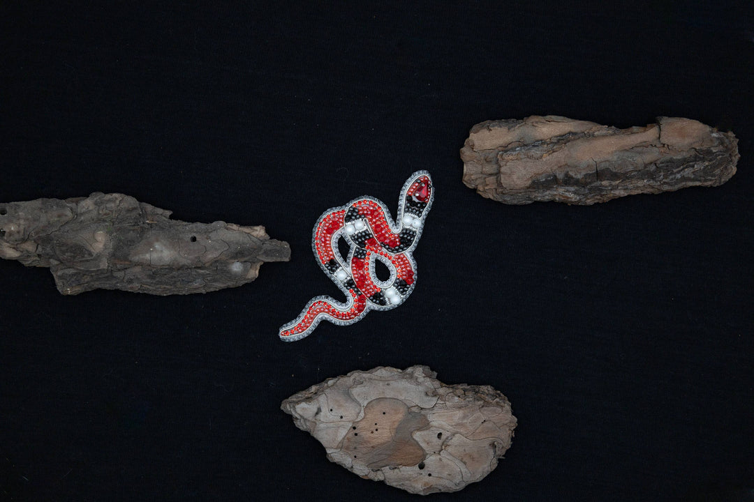 Coral Snake Bead Embroidery Kit: DIY Seed Bead Brooch