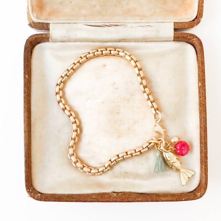 Christmas Gold Fish Charm Bracelet
