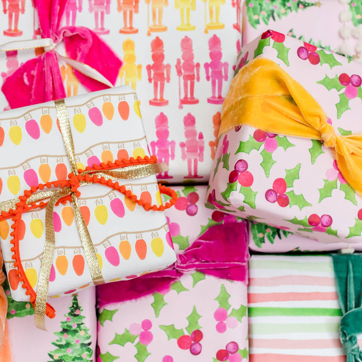 Pink Holly Berries Gift Wrap