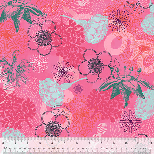 Botanical Bright Pink by the 1/4 Yard