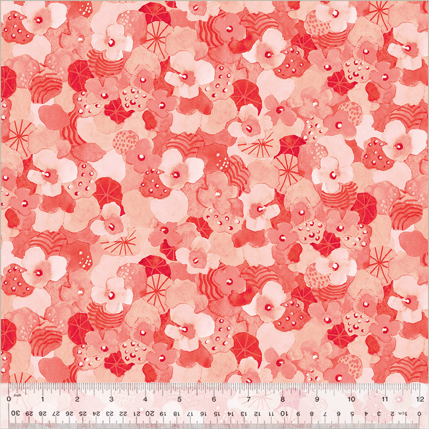 Flowering Hedge by the 1/4 Yard - Coral