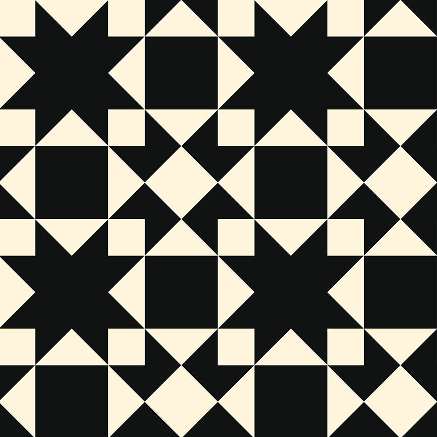 Perfect Points II by the 1/4 Yard - Black Sawtooth