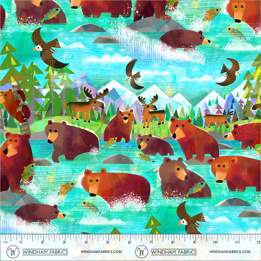 Animal Kingdom by the 1/4 Yard - Bathing Bears