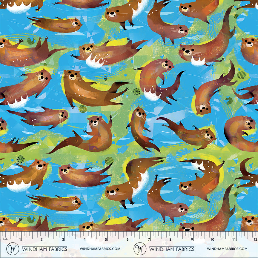 Animal Kingdom by the 1/4 Yard - Swimming Otters