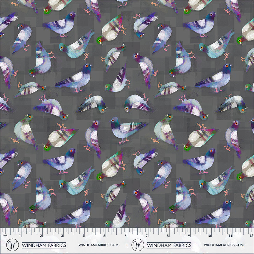 Animal Kingdom by the 1/4 Yard - Pigeon Pals Asphalt
