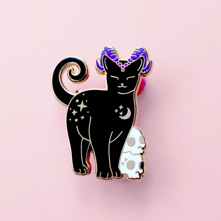 Horned Cat Enamel Pin