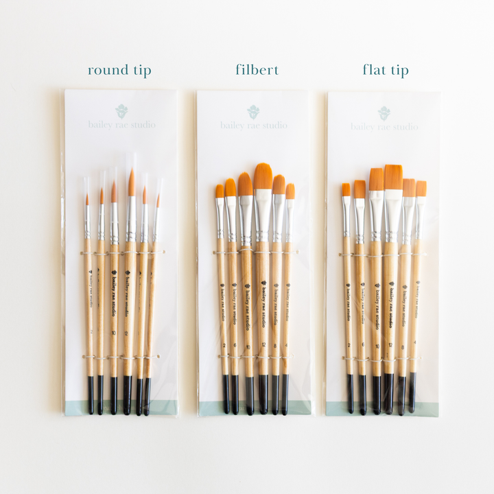 Filbert watercolor brush set -- 6 piece