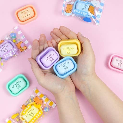 CUTE BEAR Soap Eraser - School writing  Desk Essencials