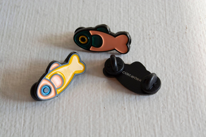 Fish Pin - Yellow / Coral