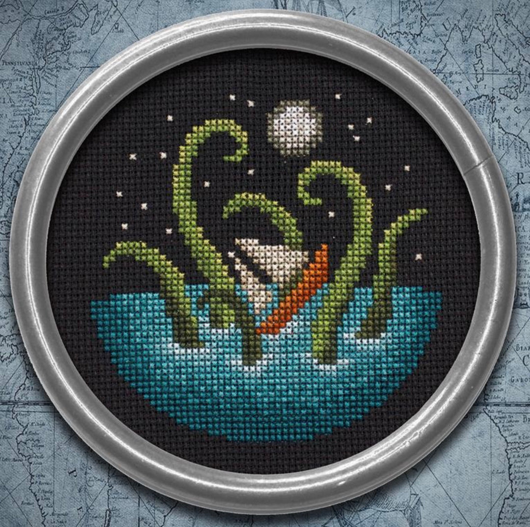 Moonlight Kraken Cross Stitch Pattern