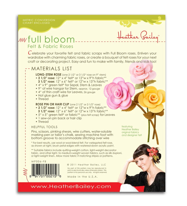 Full Bloom Felt &amp; Fabric Roses Pattern