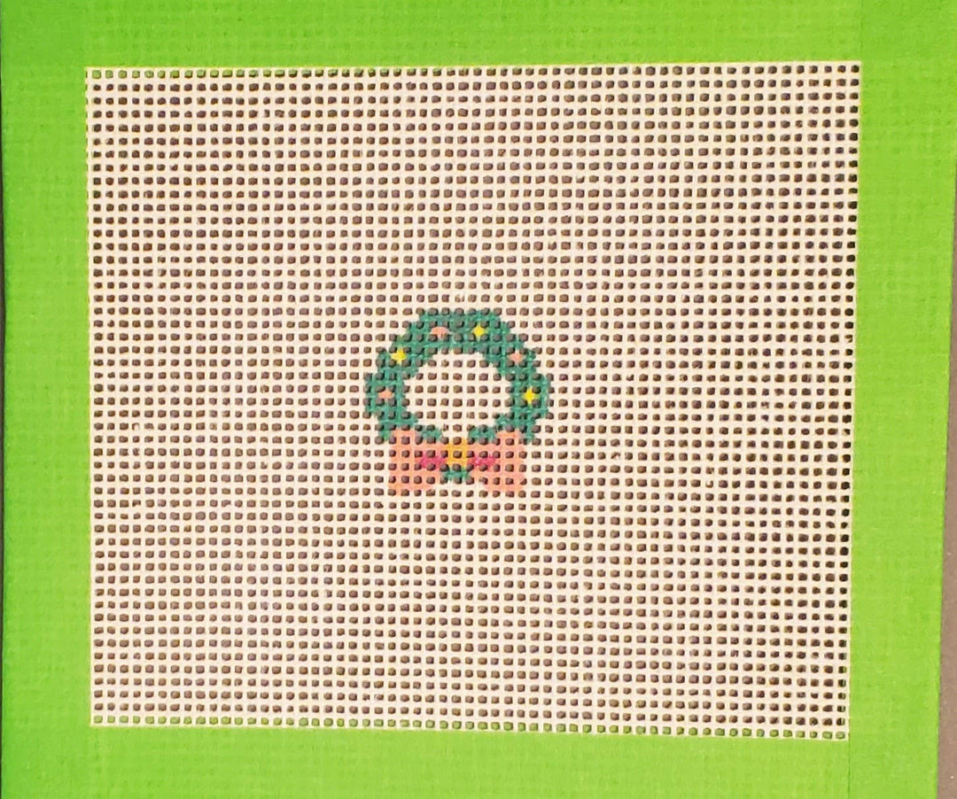 Christmas wreath mini needlepoint hand painted canvas