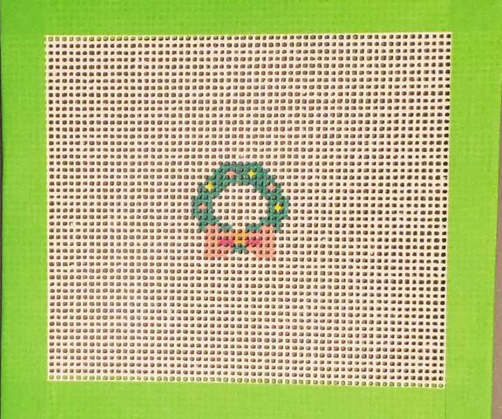 Christmas wreath mini needlepoint hand painted canvas