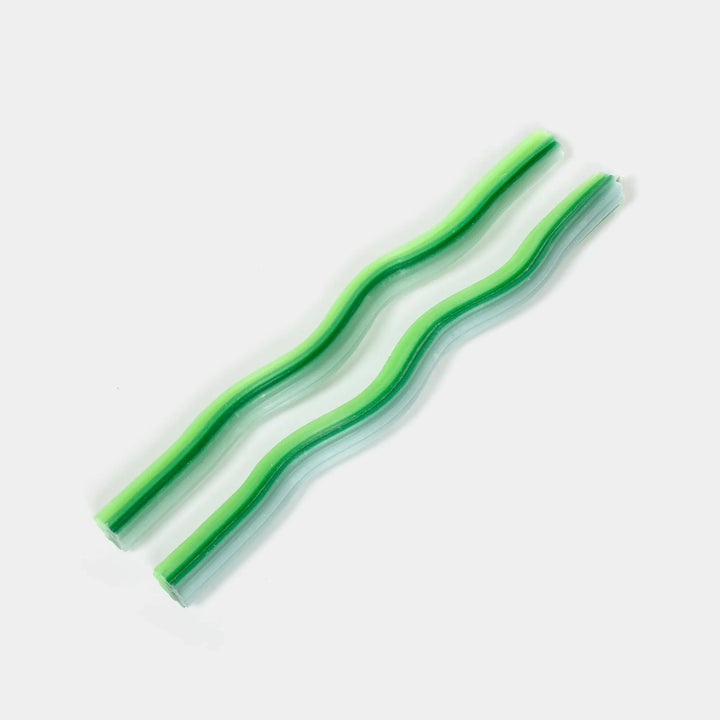 Wiggle Candles - Triple Green (2 Pack) - 11" Vibrant Tapers