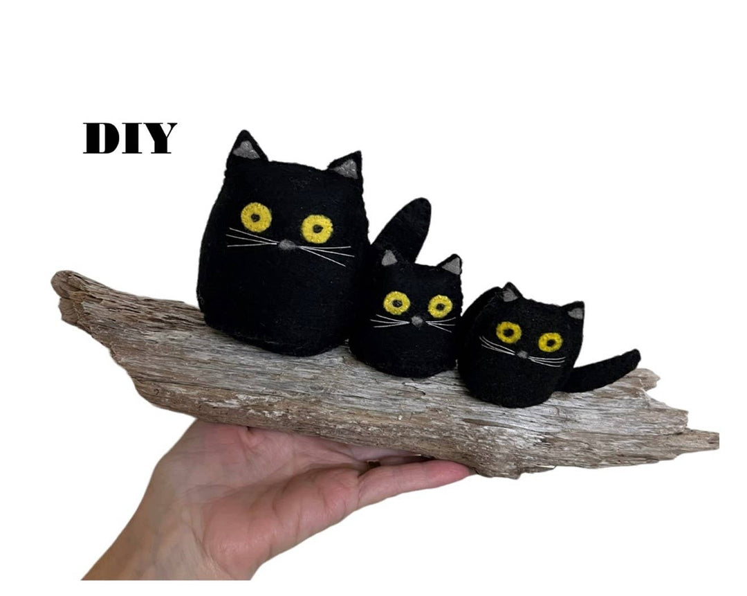 Needle Felted Black Cats Kit