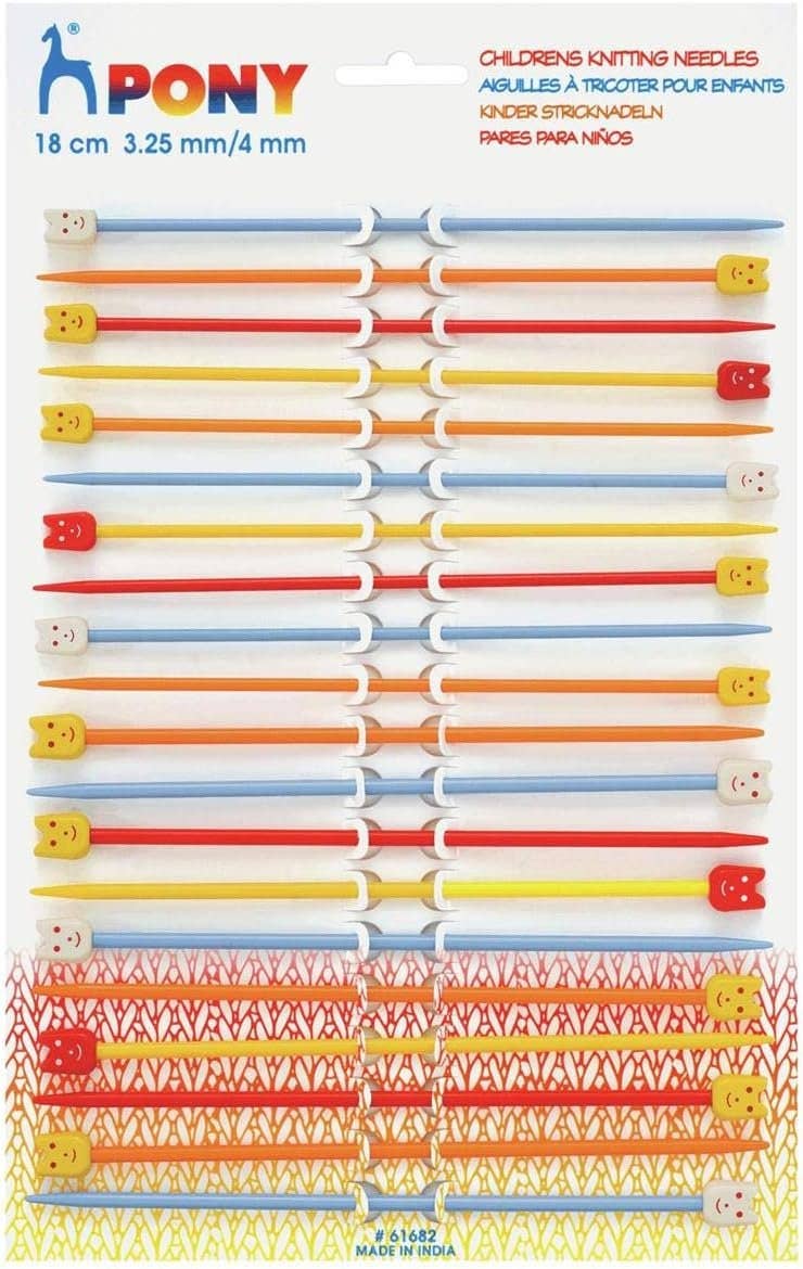 Pony Kids Starter Knitting Needles Assorted Pack 10 Pairs