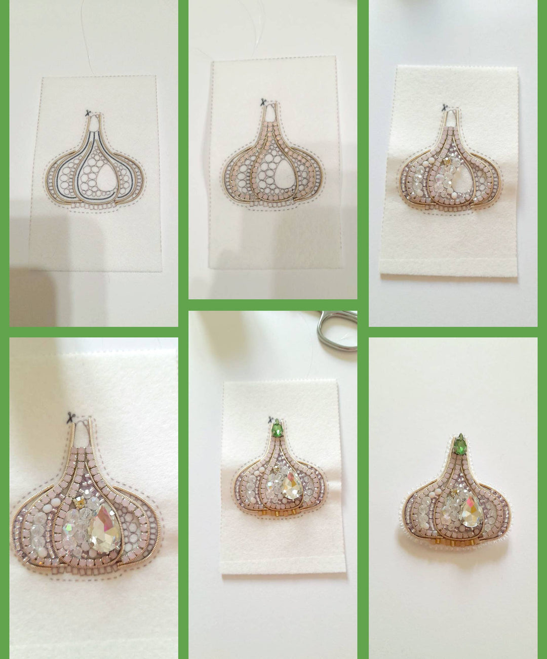 Bead Embroidery Brooch Kit: Garlic DIY Craft Beading