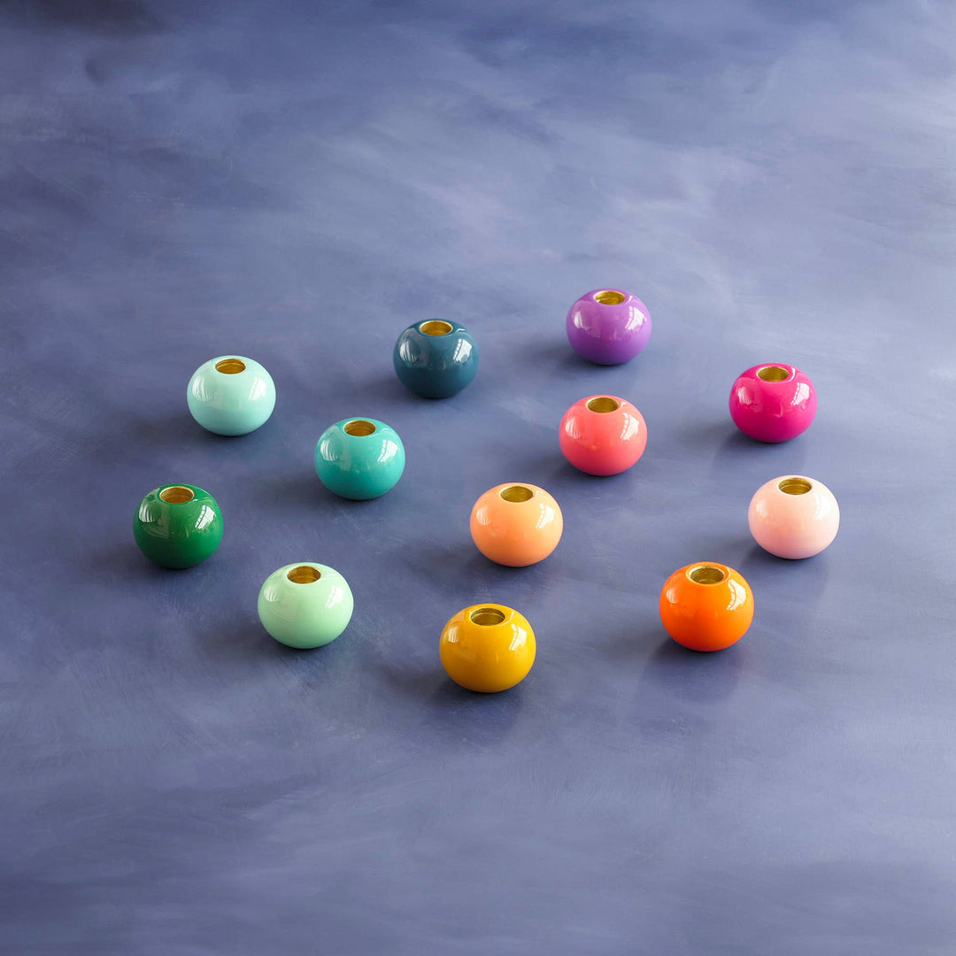 Glitterville Ball Candle Holder, 12 Asst, Metal, 2.5”