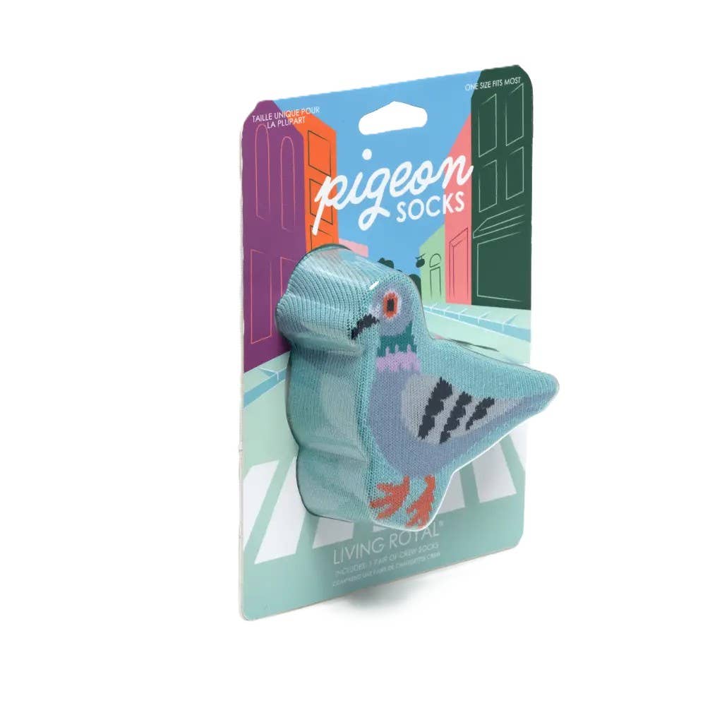 3D Packaged Crew Socks - City Pigeon - Sky Blue