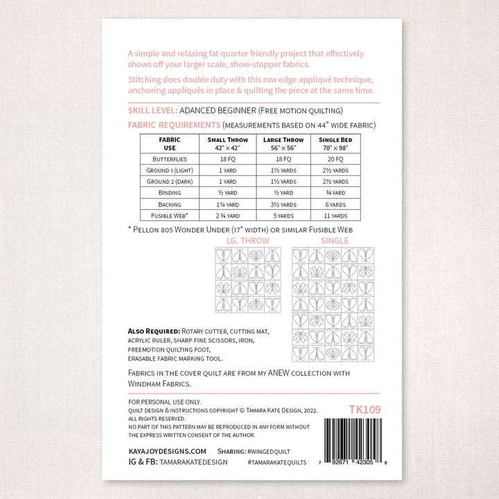 Winged Quilt Pattern