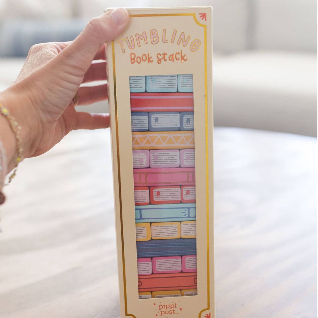 Tumbling Book Stack - Wooden Block Stacking &amp; Balance Game