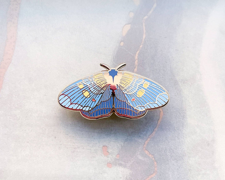 African Peach Moth Enamel Pin