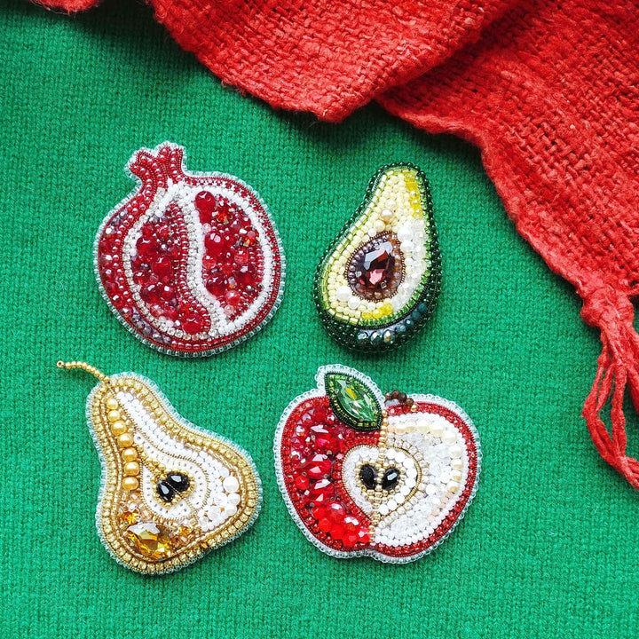 Fruit Bead Embroidery Kit: DIY Needlework Craft (Set of 4)