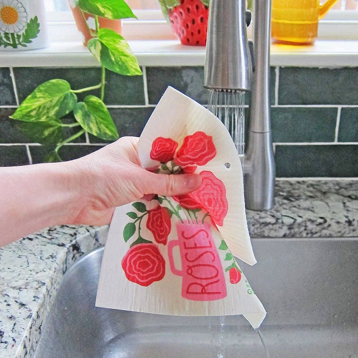EDIBLE FLOWERS (Lilac, Marigold, Rose) Sponge Cloth Set of 3