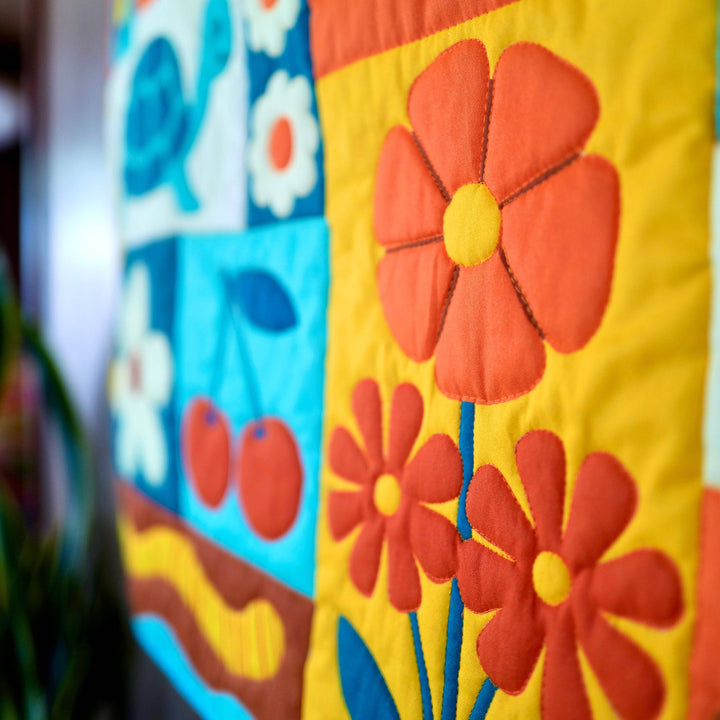 Garden Charms Quilt Kit - Blue/ Orange