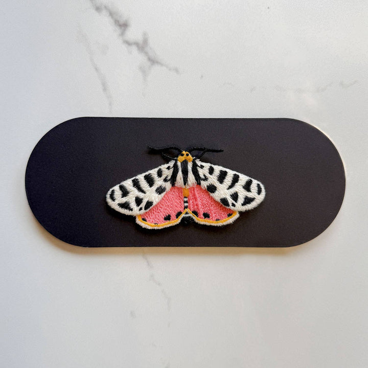 🐯 Tiger Moth Embroidered Brooch – Nature Pin