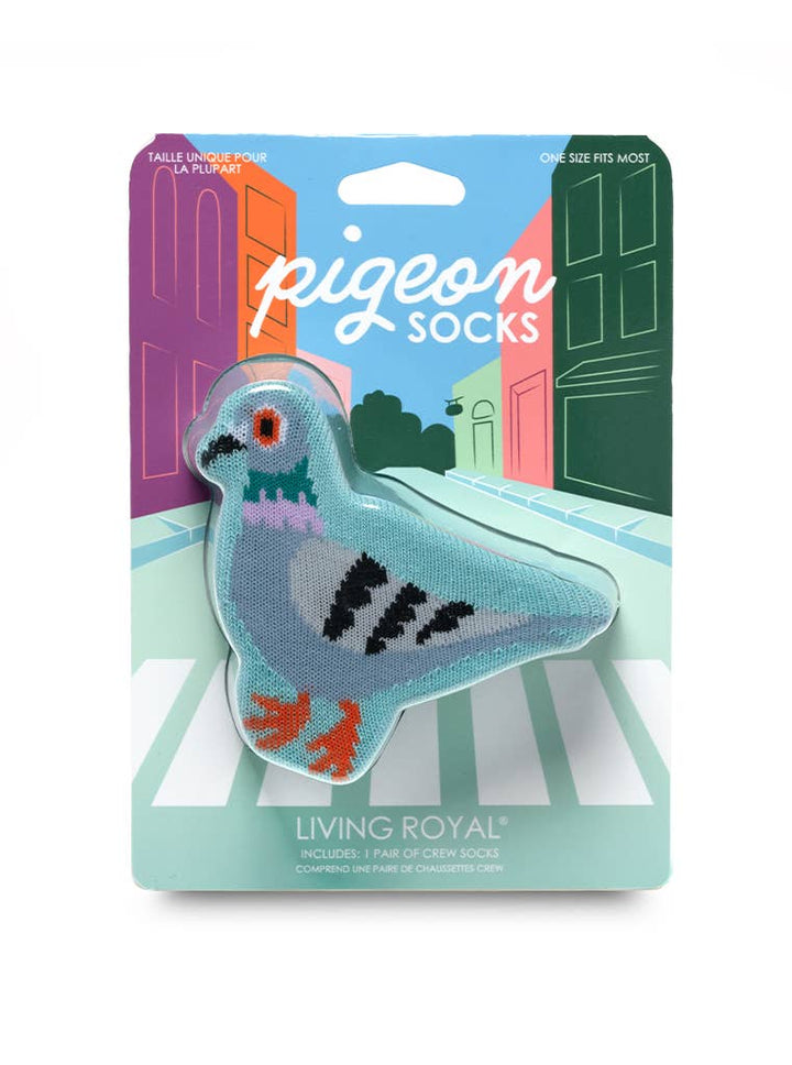 3D Packaged Crew Socks - City Pigeon - Sky Blue