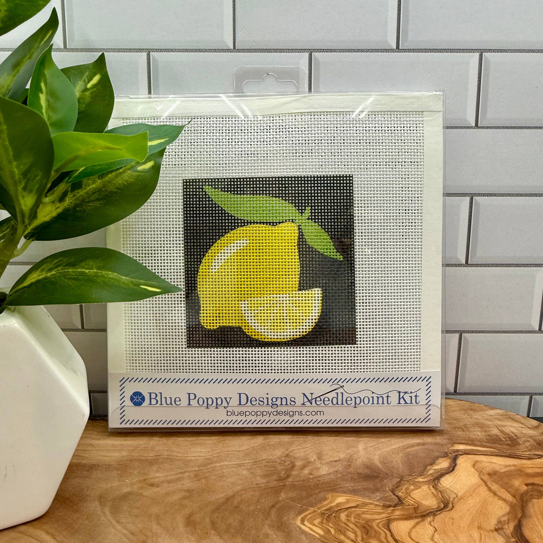 Lemons on Black Needlepoint Kit
