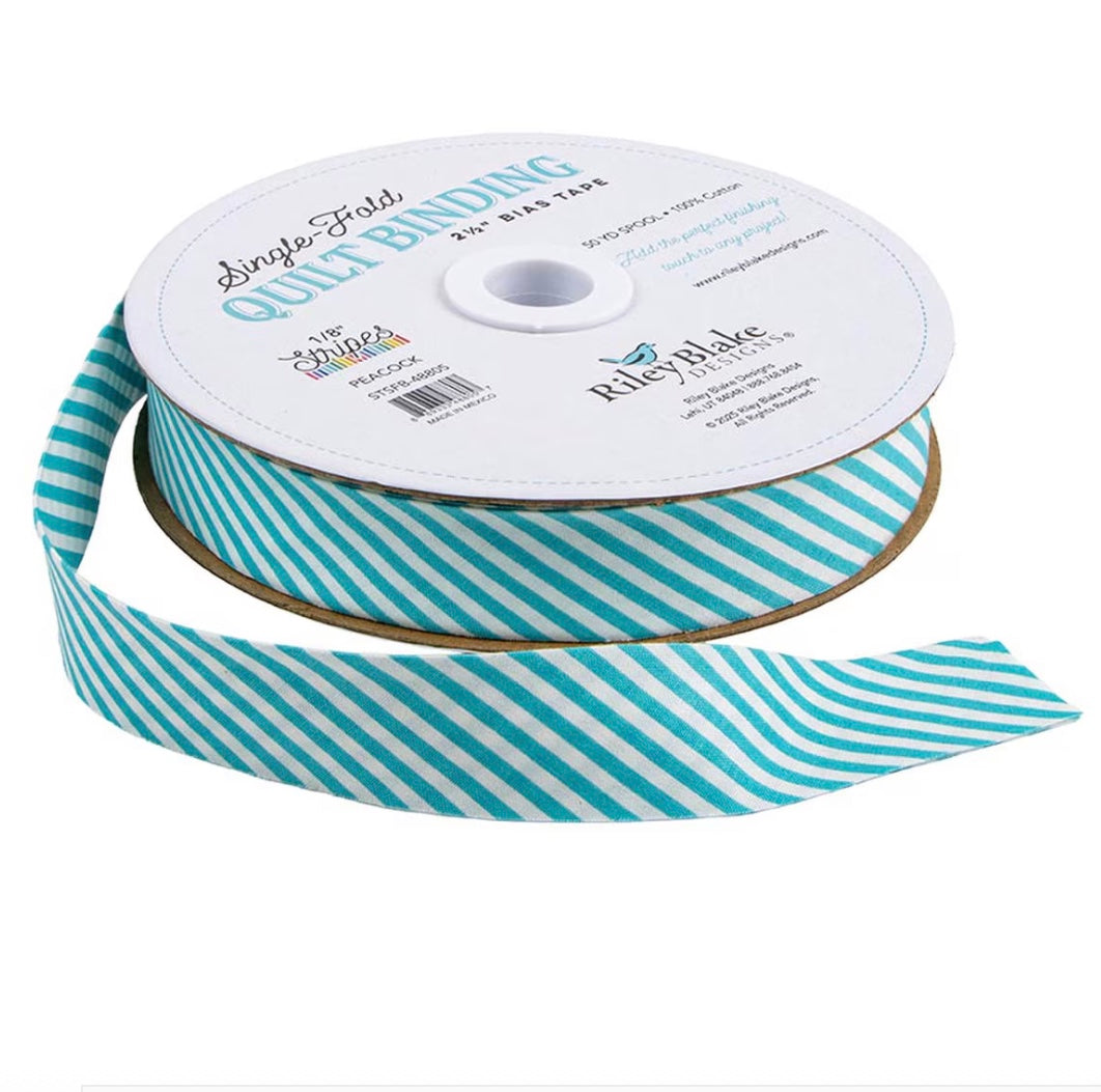 Single Fold Quilt Binding 1/8" Peacock Stripe