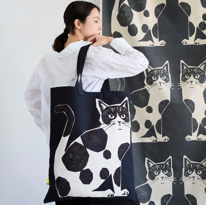 Echino Nekonoe TWO CAT Cotton/Linen Panel - Gray