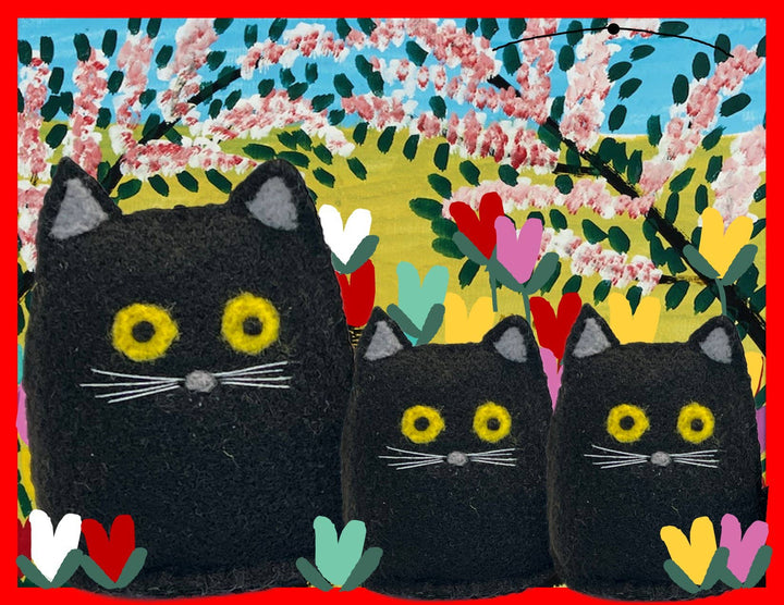 Needle Felted Black Cats Kit