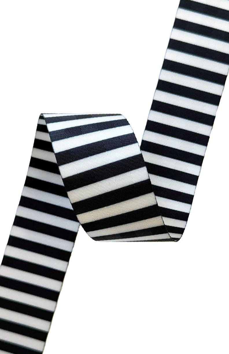 Black &amp; White Stripe - 2in Handle Webbing 12 yard roll
