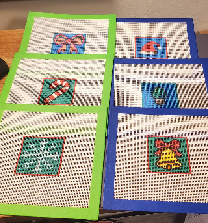 Christmas candy cane mini needlepoint hand painted canvas