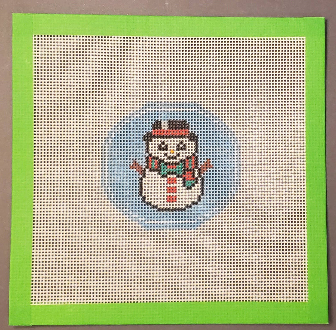 Christmas ornament Snowman needlepoint hand painted canvas