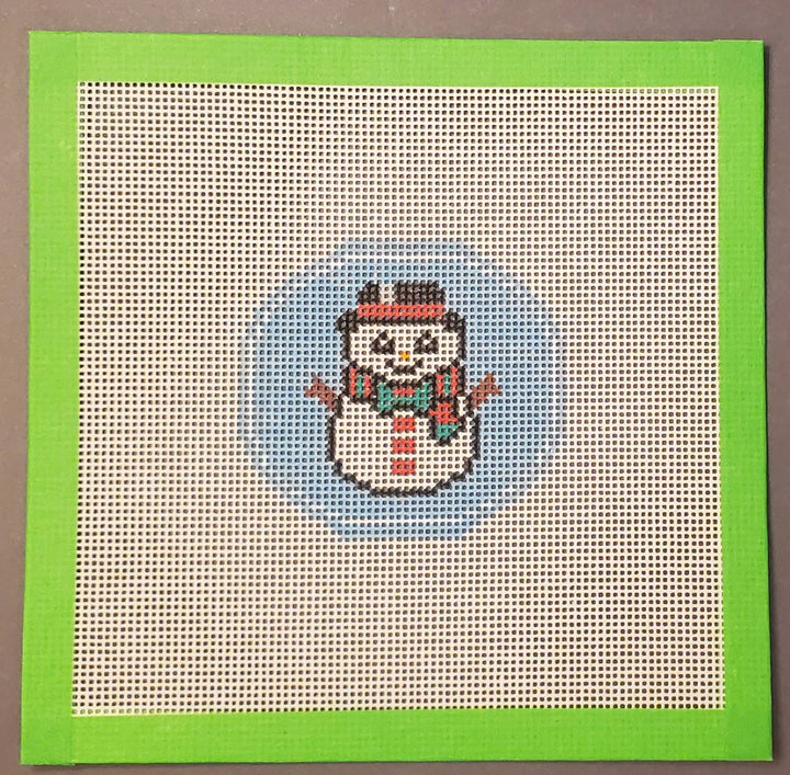 Christmas ornament Snowman needlepoint hand painted canvas