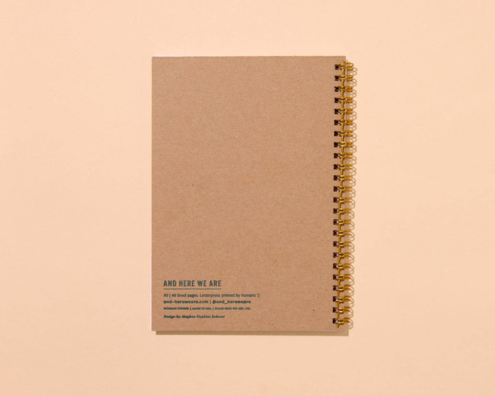 Letterpress A5 Spiral Notebook—Worms (Bugs, Nature, Kids)