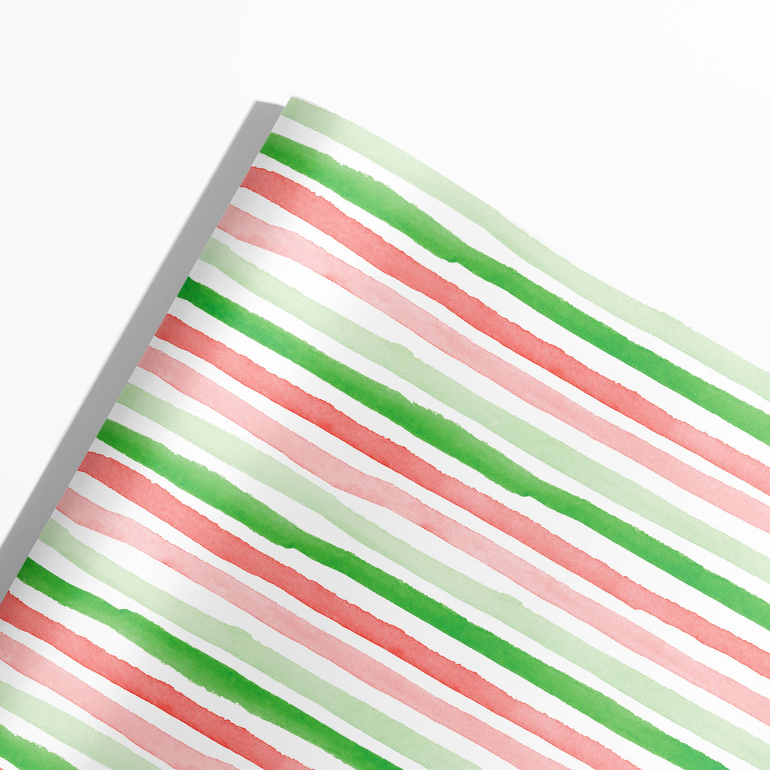 Holiday Stripes Gift Wrap | Watercolor Christmas Stripes