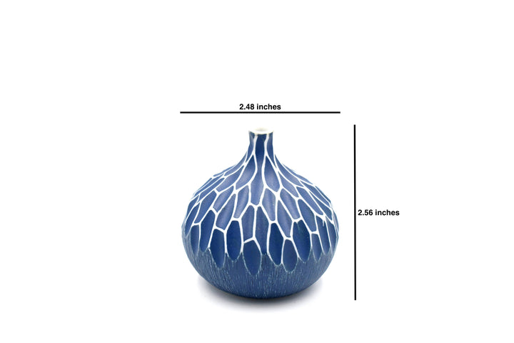 Handcrafted Porcelain Bud Vase Dark Blue Congo