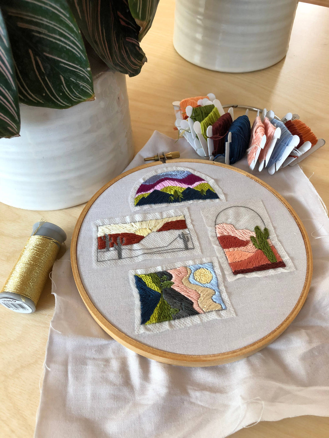 Landscape Hand Embroidery - Peel Stick &amp; Stitch Patterns