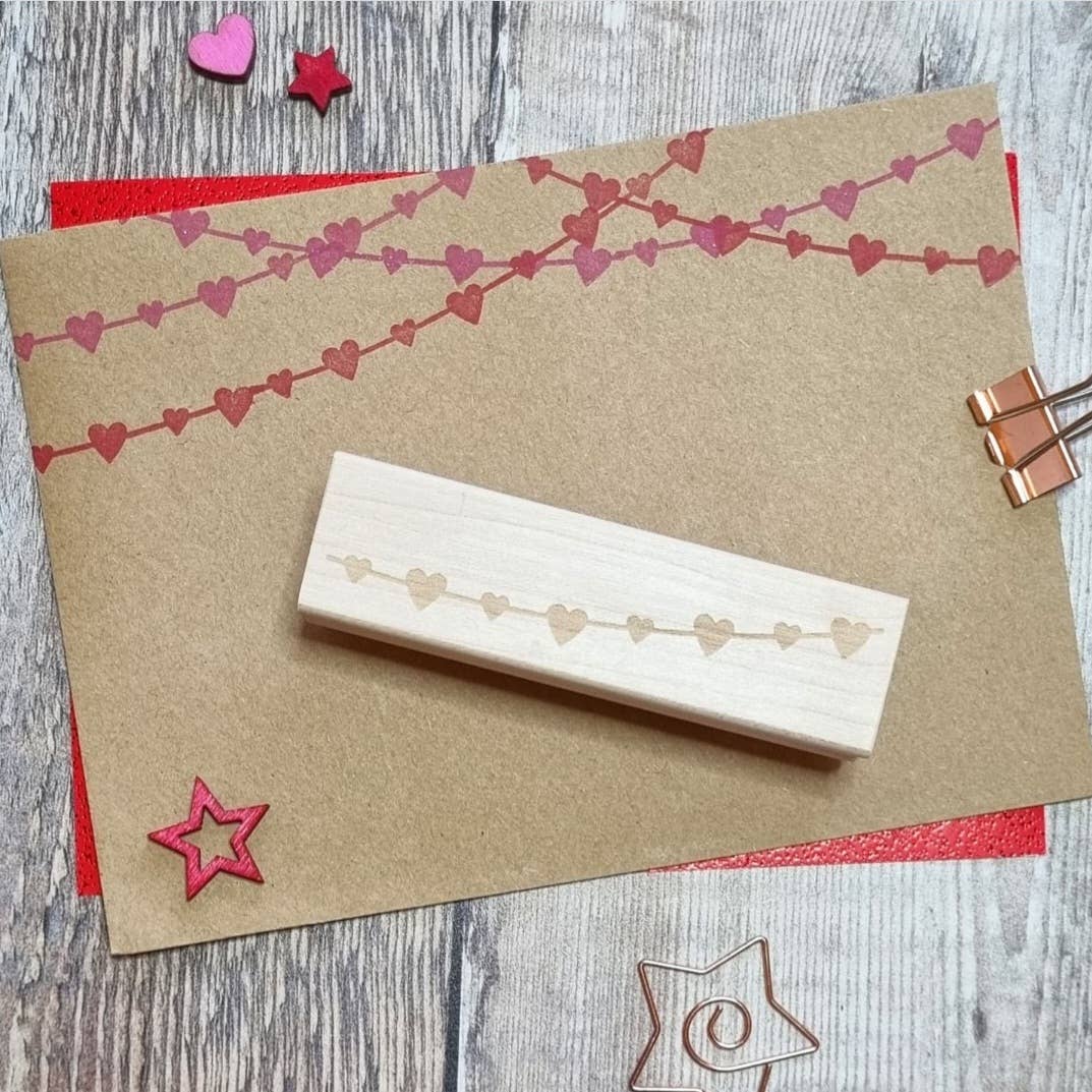 String of Hearts Rubber Stamp