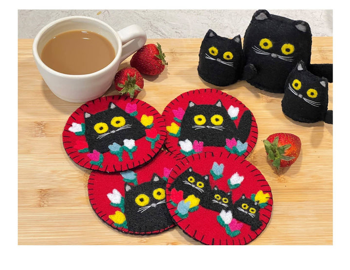 Black Cat Felt & Sew DIY Coaster Kits