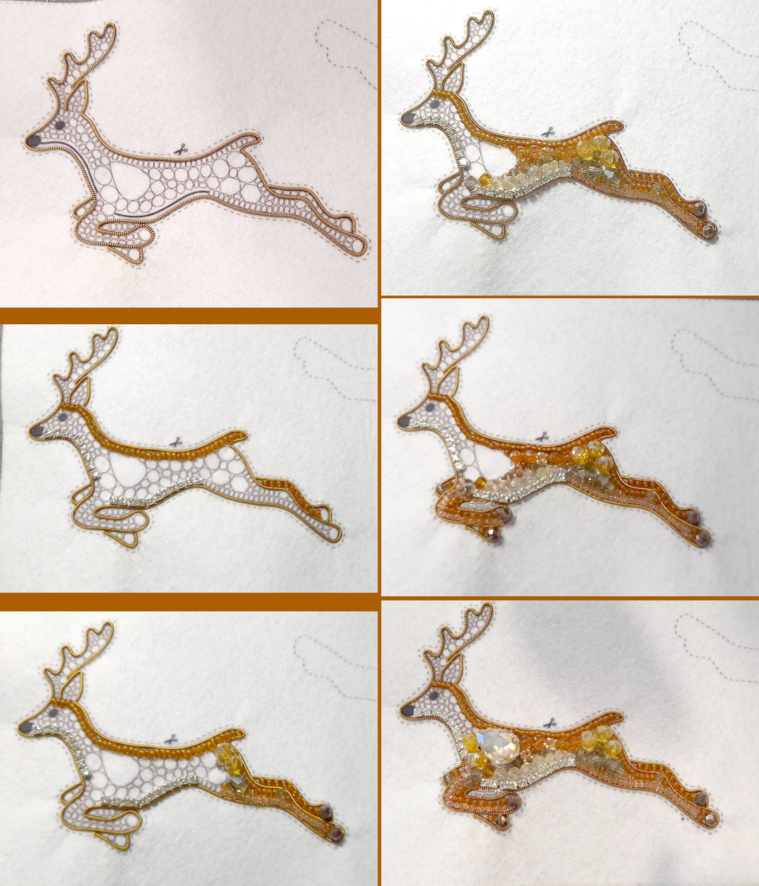 Deer Brooch Bead Embroidery Kit: DIY Animal Jewelry Making