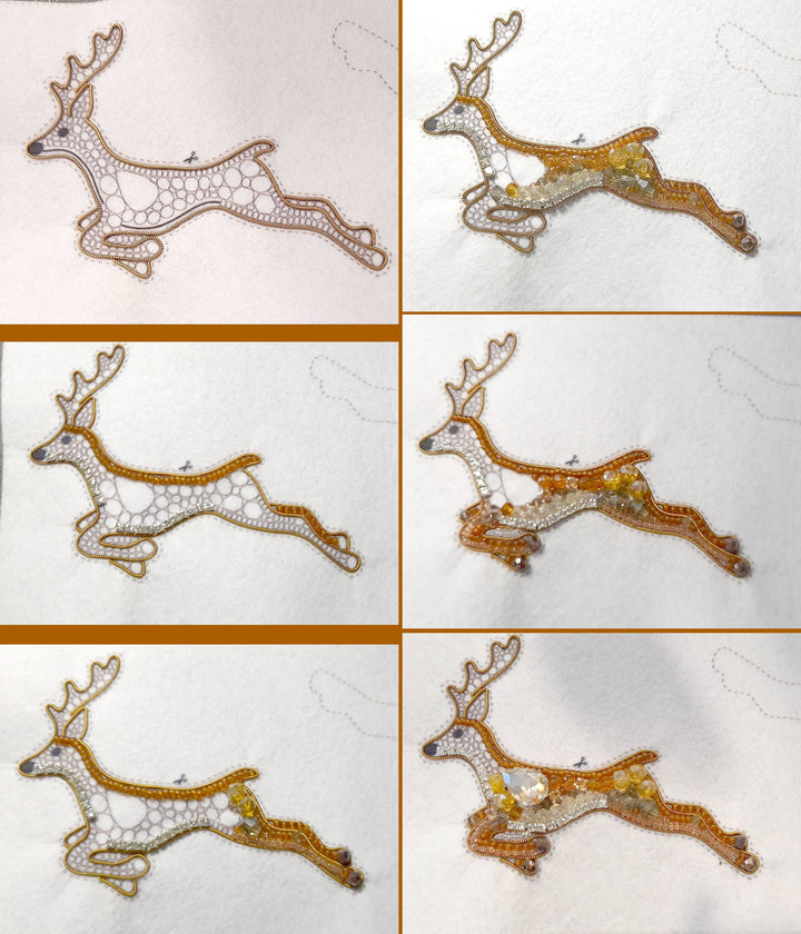 Deer Brooch Bead Embroidery Kit: DIY Animal Jewelry Making