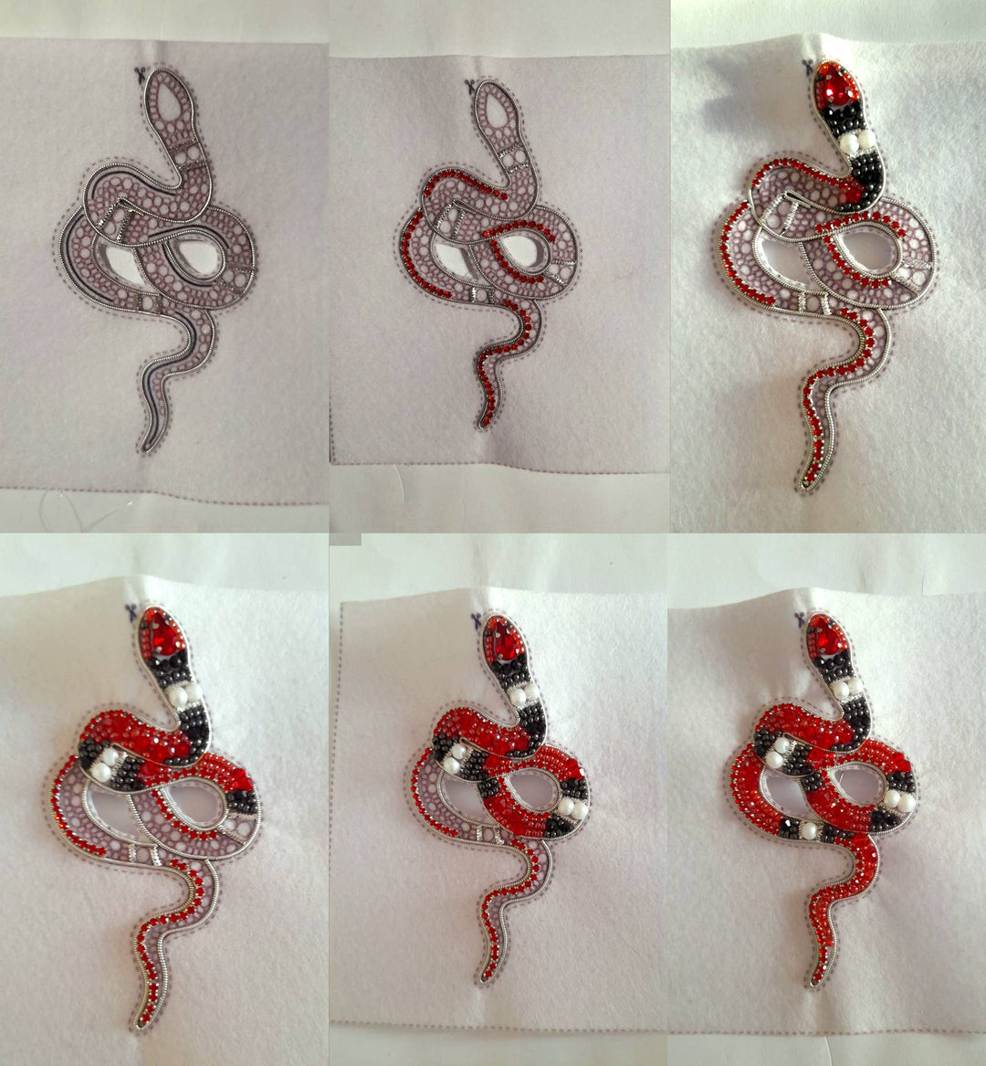Coral Snake Bead Embroidery Kit: DIY Seed Bead Brooch