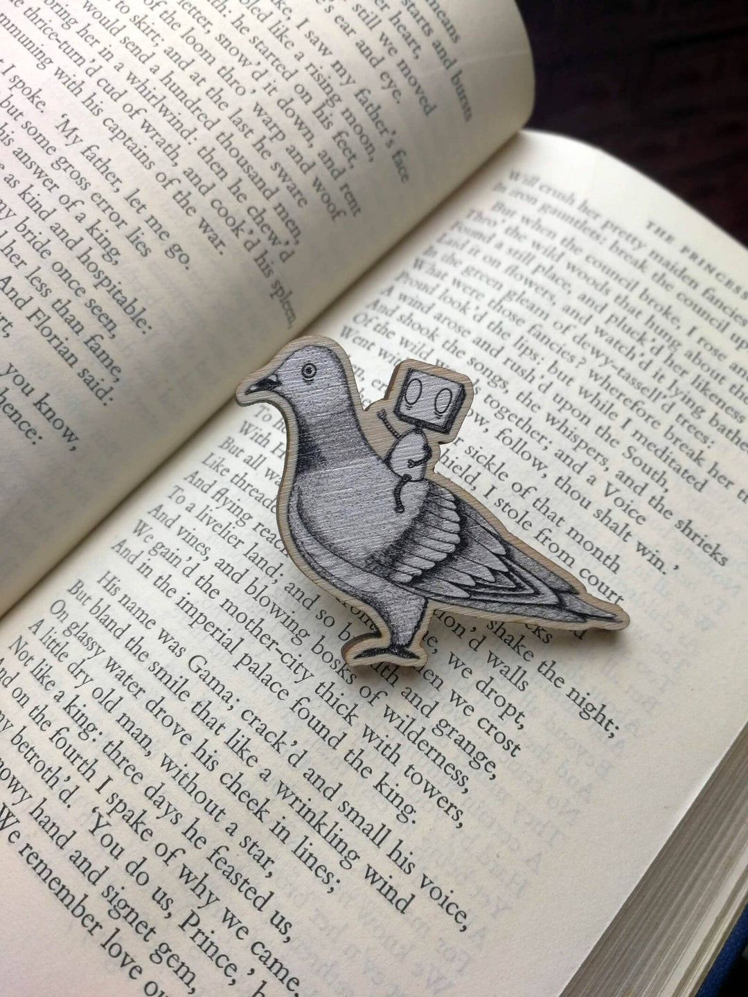 Robot on a Pigeon Wooden Pin Badge