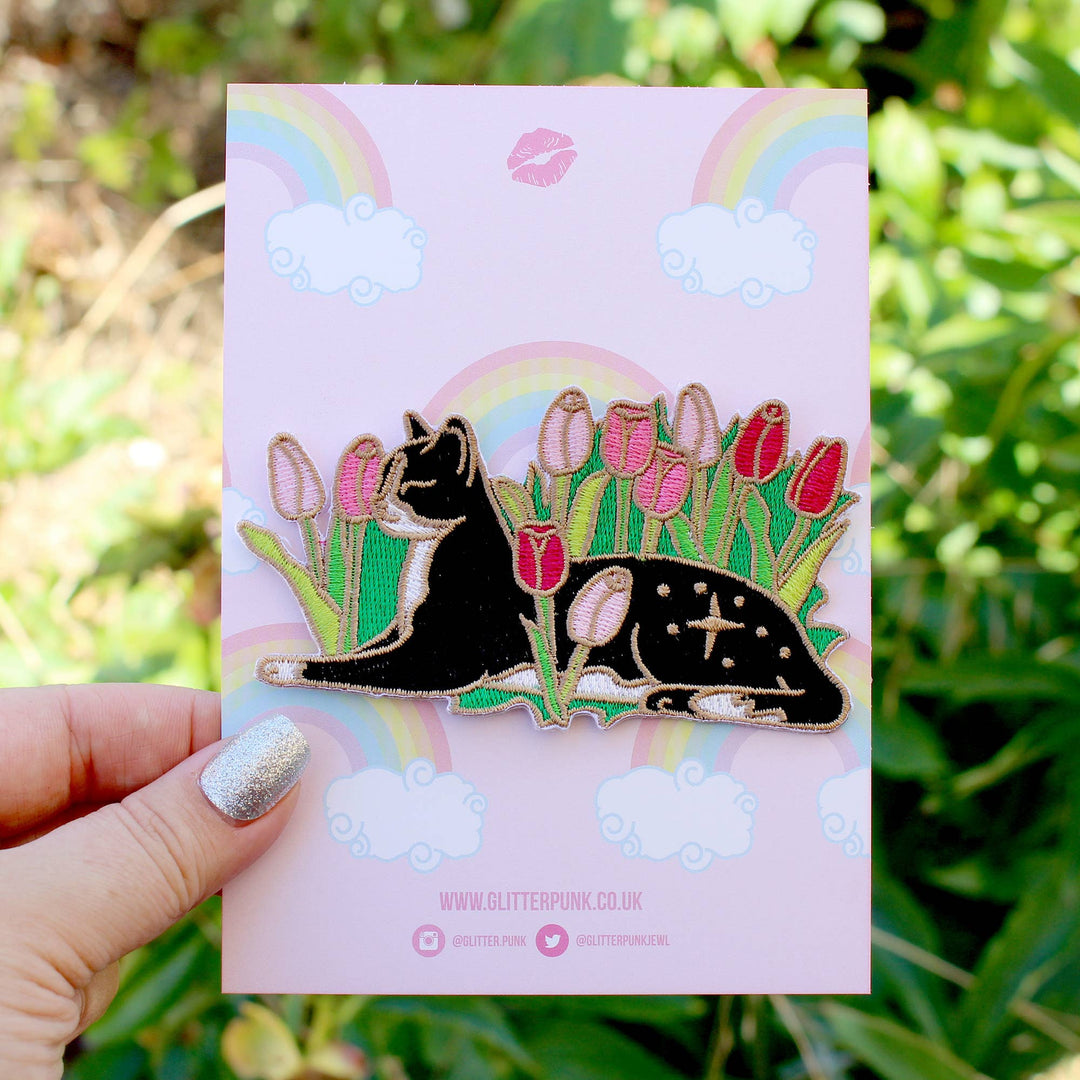 Tulip Cat Embroidered Patch